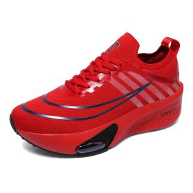 New men's and women's professional air cushion running shoes fashion trend match men's and women's sports shoes comfortable casual shoes 36-45 (Color: Red, size: 42)