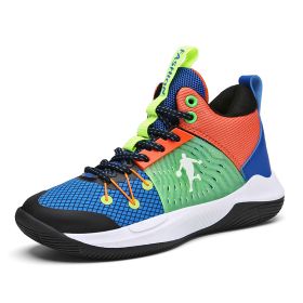 New fashion children's shoes comfortable and breathable all match primary and secondary school students youth basketball sports shoes running sho (Color: Sapphire blue, size: 37)